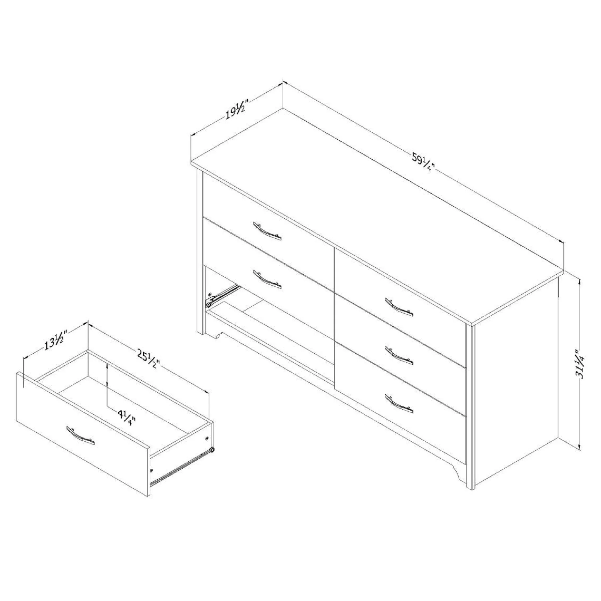 South Shore Storage Furniture>6-Drawer Double Dresser - Fusion Gray Oak