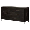 South Shore Storage Furniture>6-Drawer Double Dresser - Gravity Rubbed Black