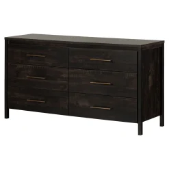 South Shore Storage Furniture>6-Drawer Double Dresser - Gravity Rubbed Black