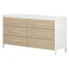 South Shore 6-Drawer Double Dresser - Munich White and Soft Elm