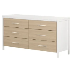 South Shore 6-Drawer Double Dresser - Munich White and Soft Elm