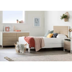 South Shore 6-Drawer Double Dresser - Munich White and Soft Elm