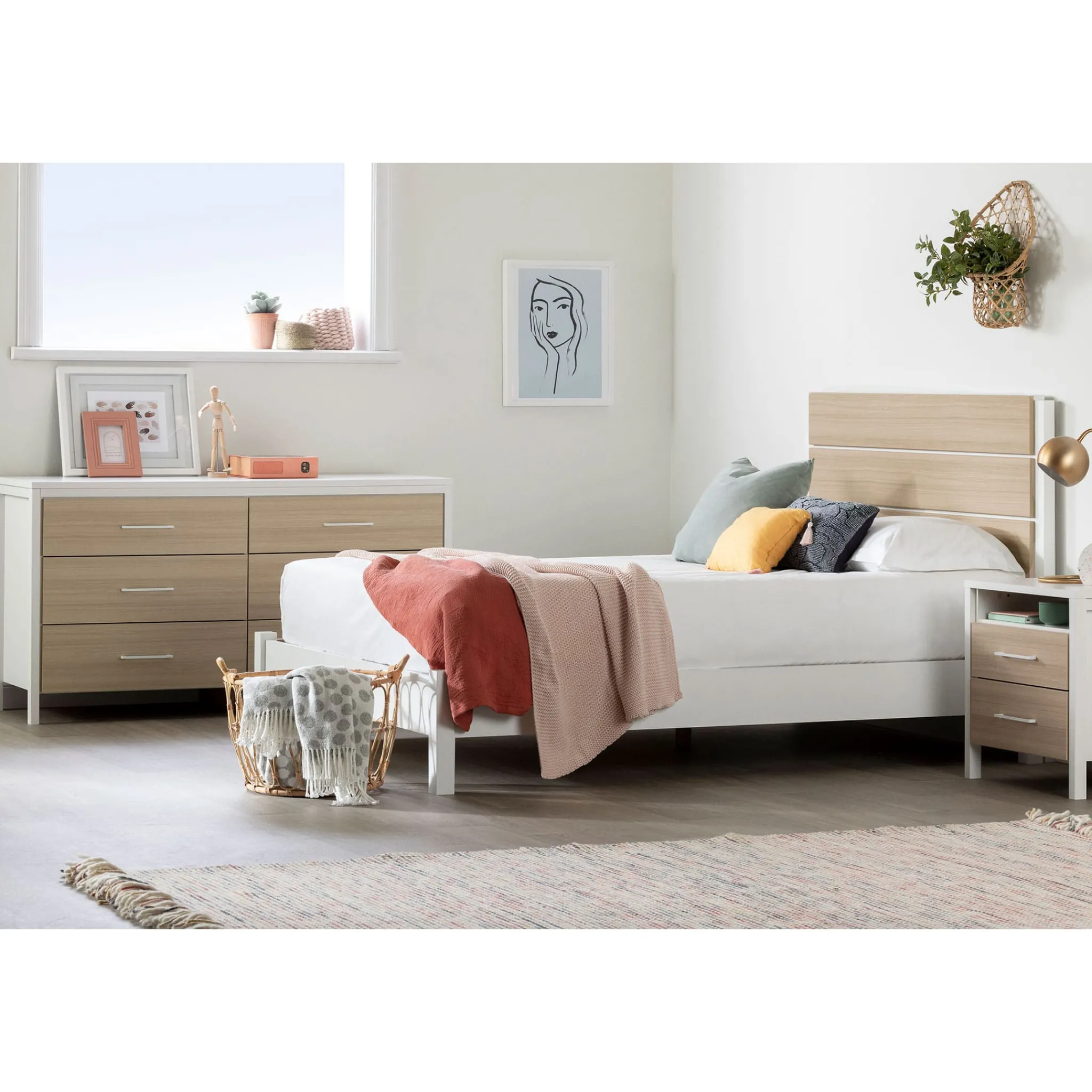 South Shore 6-Drawer Double Dresser - Munich White and Soft Elm