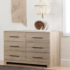 South Shore Storage Furniture>6-Drawer Double Dresser - Primo Rustic Oak