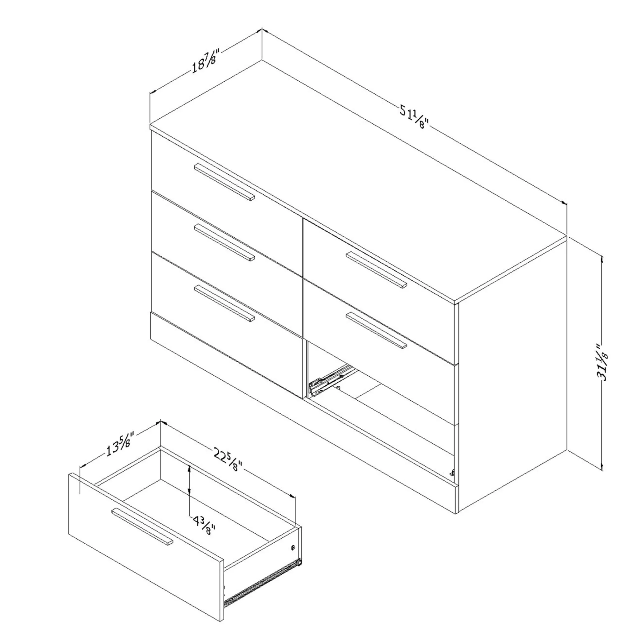 South Shore 6-Drawer Double Dresser - Step One Essential Gray Oak