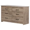 South Shore 6-Drawer Double Dresser - Tassio Weathered Oak