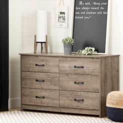 South Shore 6-Drawer Double Dresser - Tassio Weathered Oak