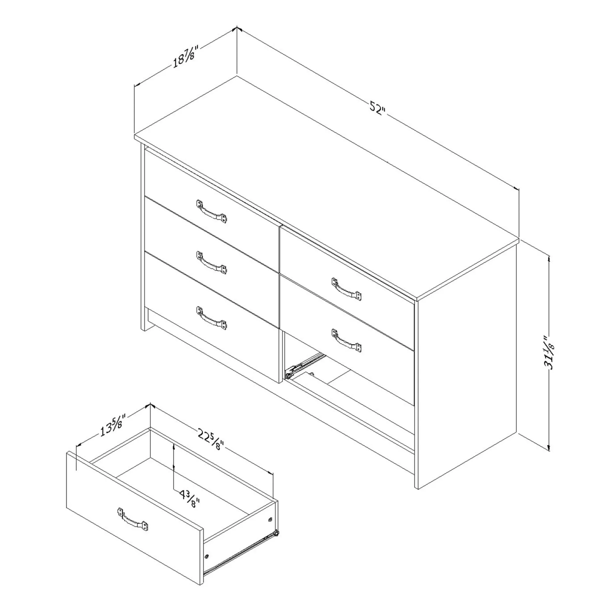 South Shore 6-Drawer Double Dresser - Tassio Weathered Oak