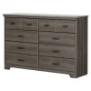 South Shore Storage Furniture>8-Drawer Double Dresser - Versa Gray Maple