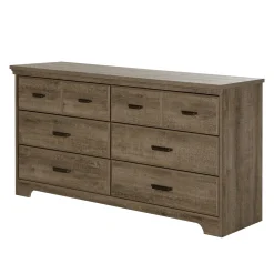 South Shore Storage Furniture>6-Drawer Double Dresser - Versa Weathered Oak