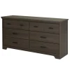 South Shore Storage Furniture>6-Drawer Double Dresser - Versa Gray Maple