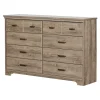 South Shore 8-Drawer Double Dresser - Versa Weathered Oak