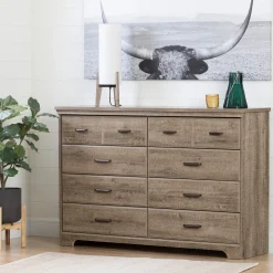 South Shore 8-Drawer Double Dresser - Versa Weathered Oak