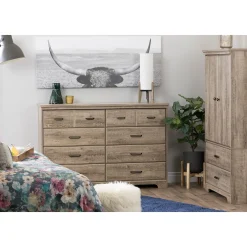 South Shore 8-Drawer Double Dresser - Versa Weathered Oak