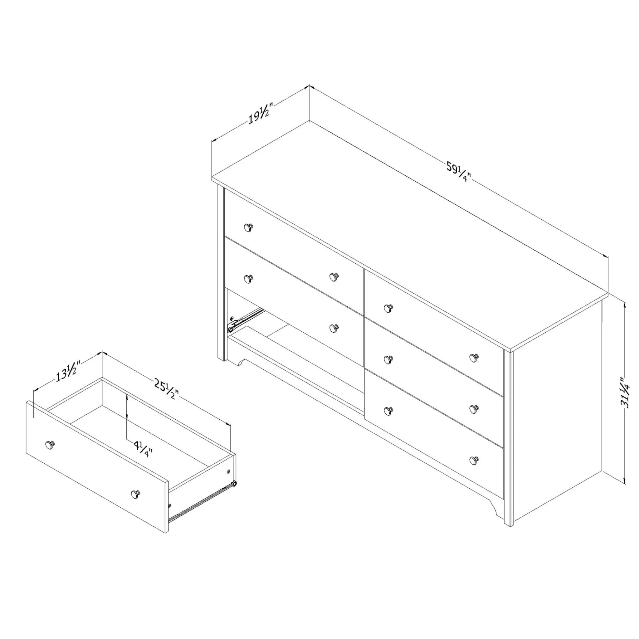 South Shore 6-Drawer Double Dresser - Vito Soft Gray