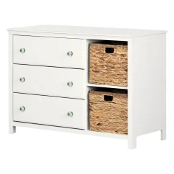 South Shore Storage Furniture>3-Drawer Dresser with Baskets - Balka Pure White
