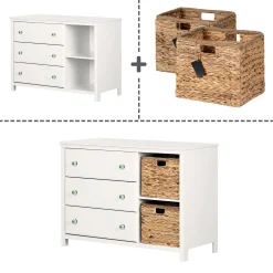 South Shore Storage Furniture>3-Drawer Dresser with Baskets - Balka Pure White
