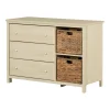 South Shore Storage Furniture>3-Drawer Dresser with Baskets - Cotton Candy Bleached Oak