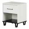 South Shore Nightstands>1-Drawer Nightstand - Arlen White Pine and Black Matte