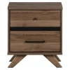 South Shore 2-Drawer Nightstand - Flam Natural Walnut and Matte Black