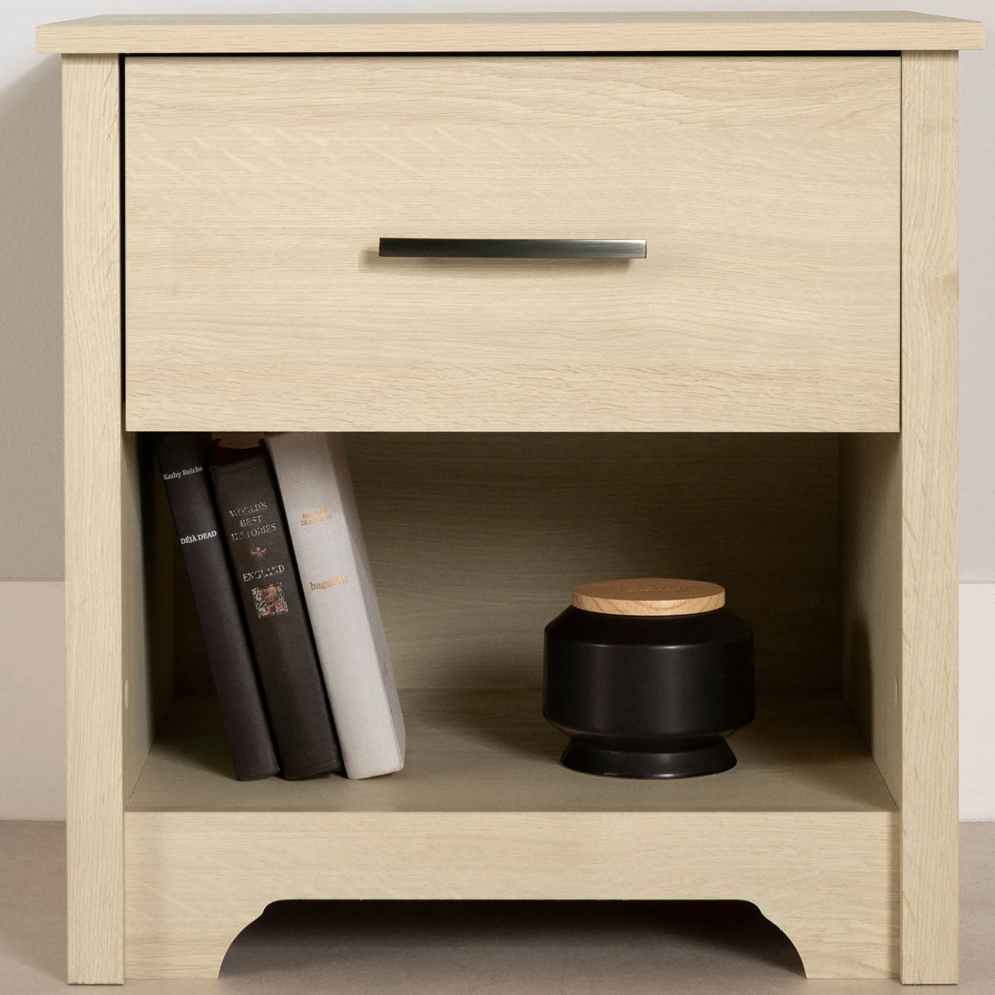South Shore Nightstands>1-Drawer Nightstand - Fusion Bleached Oak