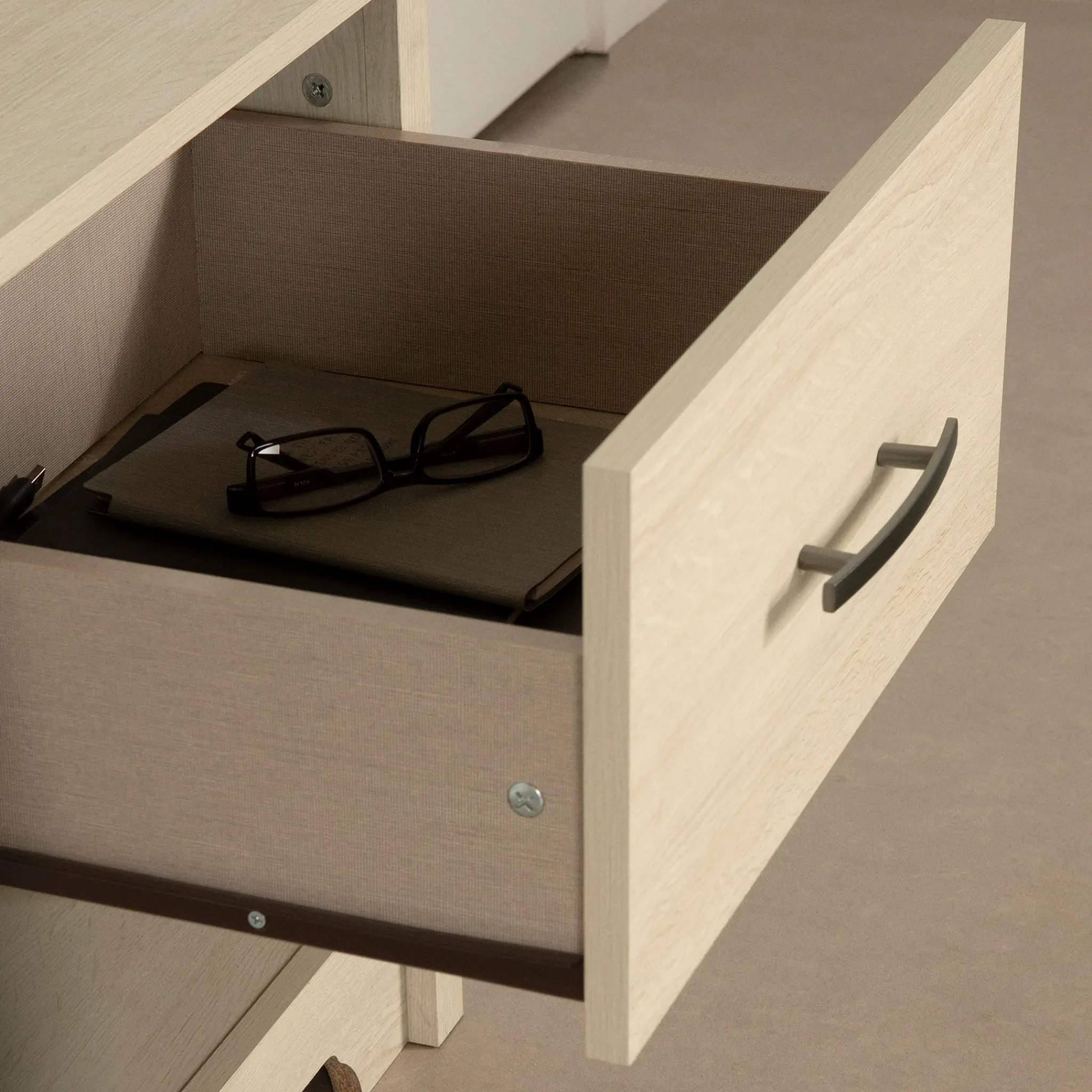South Shore Nightstands>1-Drawer Nightstand - Fusion Bleached Oak
