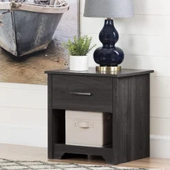 South Shore Nightstands>1-Drawer Nightstand - Fusion Gray Oak
