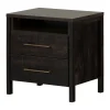 South Shore Nightstands>2-Drawer Nightstand - Gravity Rubbed Black
