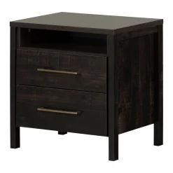South Shore Nightstands>2-Drawer Nightstand - Gravity Rubbed Black