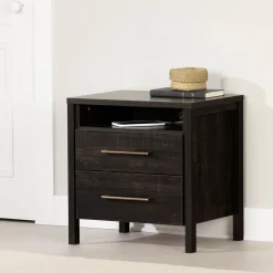 South Shore Nightstands>2-Drawer Nightstand - Gravity Rubbed Black