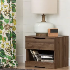 South Shore 1-Drawer Nightstand - Holland Natural Walnut