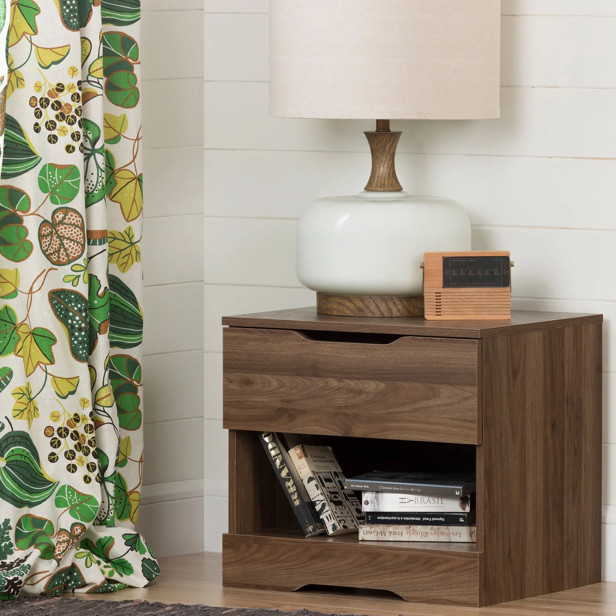 South Shore 1-Drawer Nightstand - Holland Natural Walnut