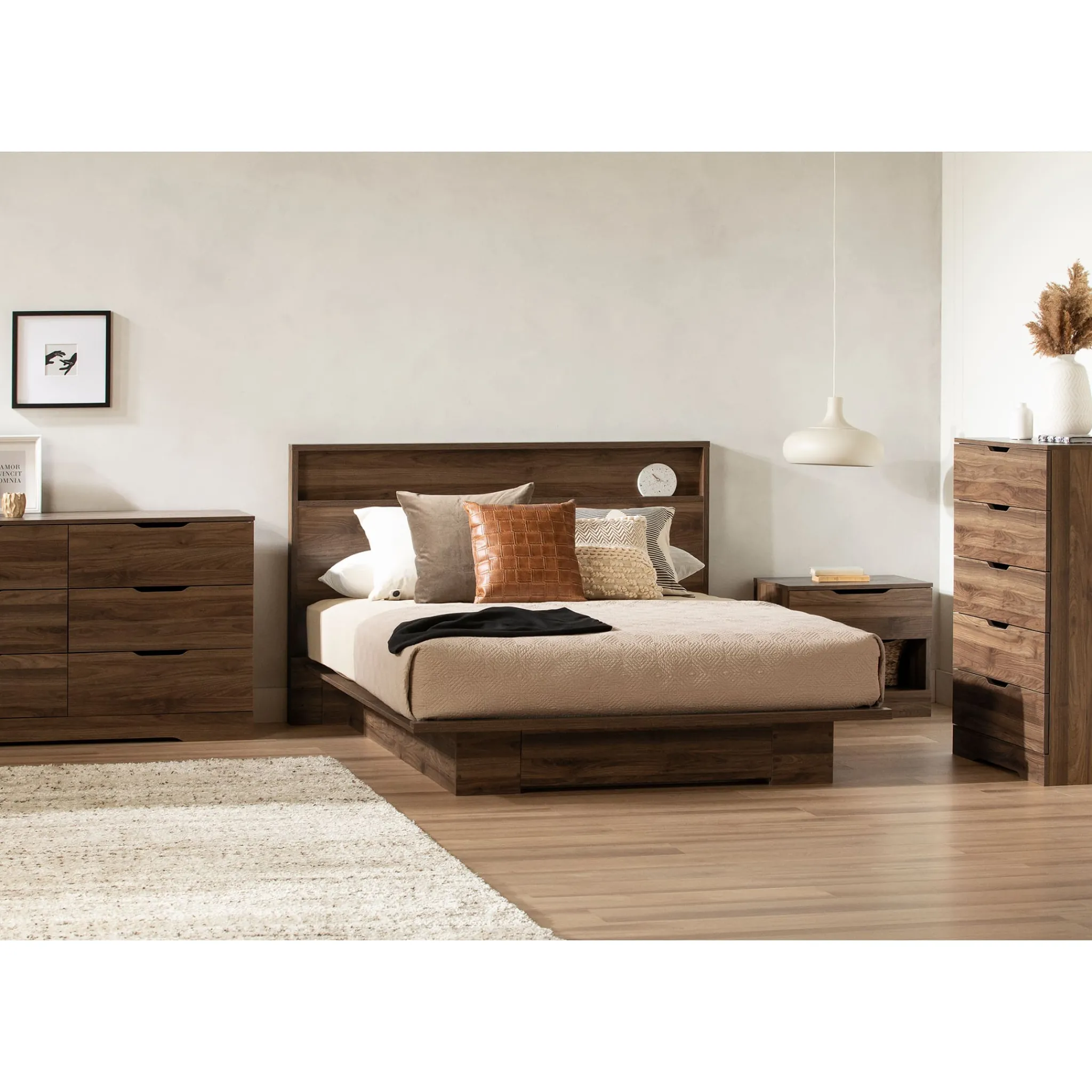 South Shore 1-Drawer Nightstand - Holland Natural Walnut