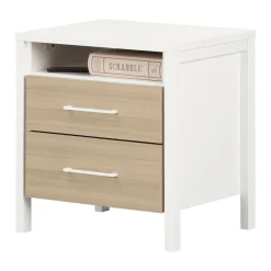 South Shore 2-Drawer Nightstand - Munich White and Soft Elm
