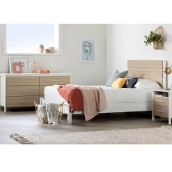 South Shore 2-Drawer Nightstand - Munich White and Soft Elm