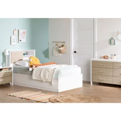 South Shore 2-Drawer Nightstand - Munich White and Soft Elm