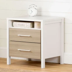 South Shore 2-Drawer Nightstand - Munich White and Soft Elm