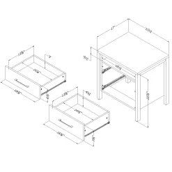 South Shore 2-Drawer Nightstand - Munich White and Soft Elm
