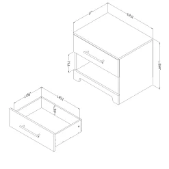 South Shore 1-Drawer Nightstand - Primo Rustic Oak