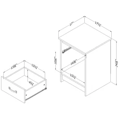 South Shore 1-Drawer Nightstand - Tassio Nordik Oak