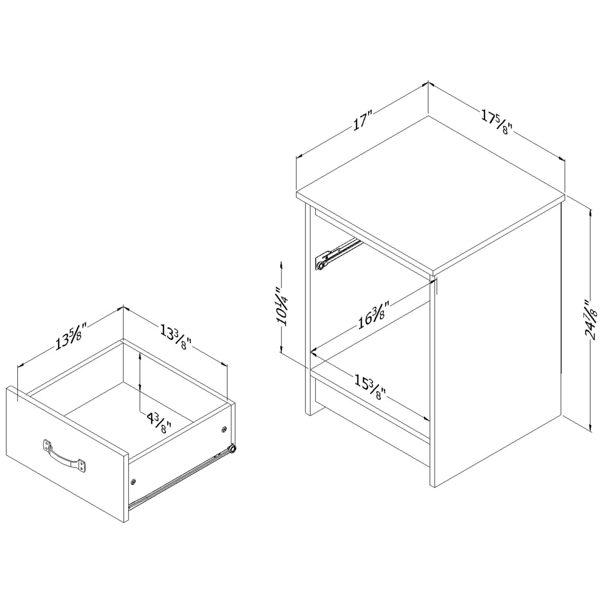 South Shore 1-Drawer Nightstand - Tassio Nordik Oak