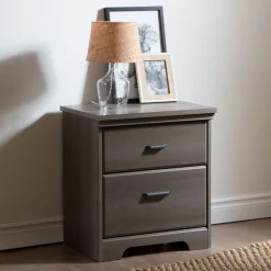 South Shore Nightstands>2-Drawer Nightstand - Versa Gray Maple