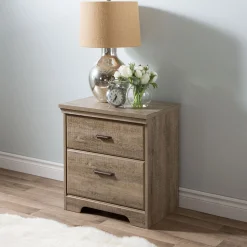 South Shore 2-Drawer Nightstand - Versa Weathered Oak