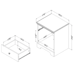 South Shore 1-Drawer Nightstand - Zach Gray Oak