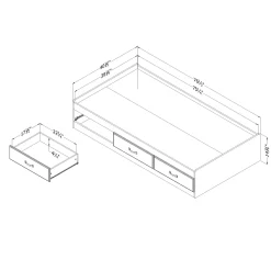 South Shore 3-Drawer Twin Bed - Ulysses Winter Oak