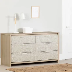 South Shore 6-Drawers Dresser - - Munich Soft Elm and White