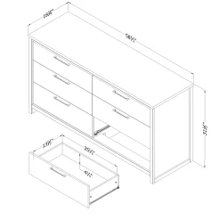South Shore 6-Drawers Dresser - - Munich Soft Elm and White