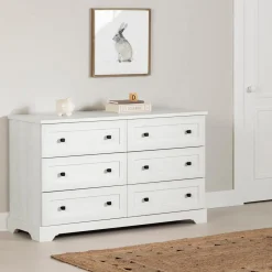 South Shore Storage Furniture>6-Drawers Dresser - Hazen White Pine
