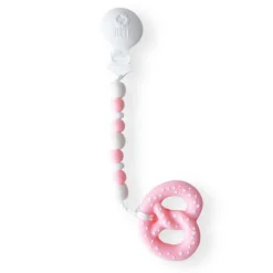 Bulle Teething Toys>Duo Silicone Teething Toy - Pretzel Pink