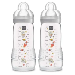 Mam Baby Breastfeeding|Bottles & Nipples>Easy Active Bottle 4m+ 11oz 2-Pack - Grey